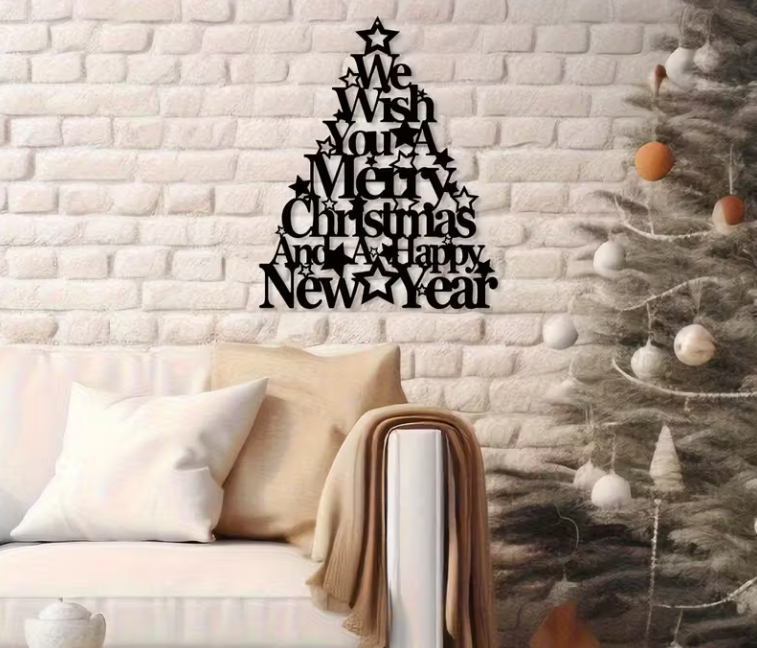 Vrolijk Kerstfeest & Gelukkig Nieuwjaar Wanddecoratie