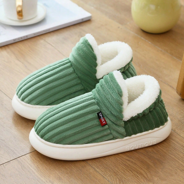 Groene winterse instappers met zachte voering