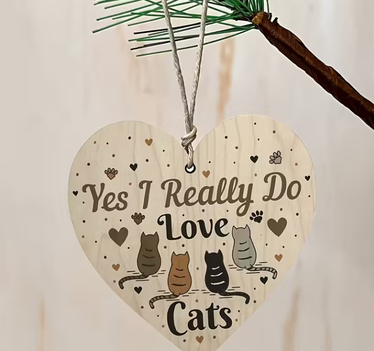 Charmant houten katten bordje