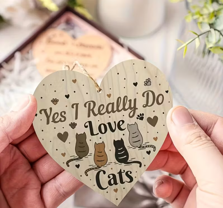 Charmant houten katten bordje