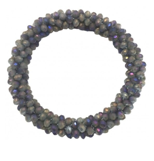 Armband Glassbeads in Grijs -Olie kleur