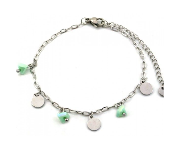 Bedel armbandje - Licht Groene steentjes