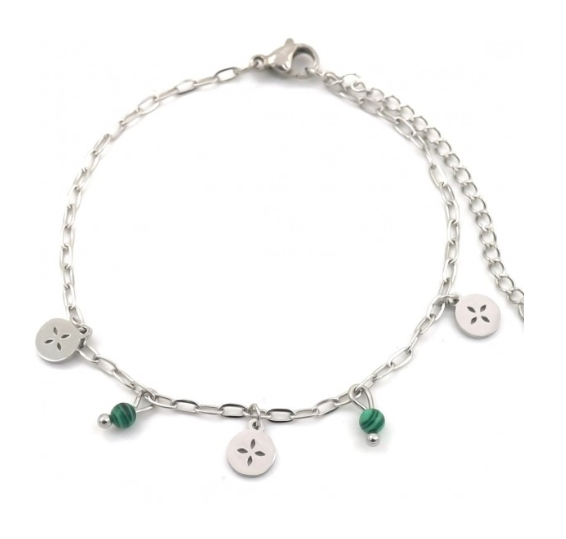 Donker Groene steentjes - Bedel armbandje