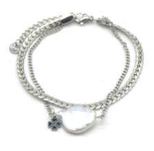 Parel armbandje RVS zilver kleurig