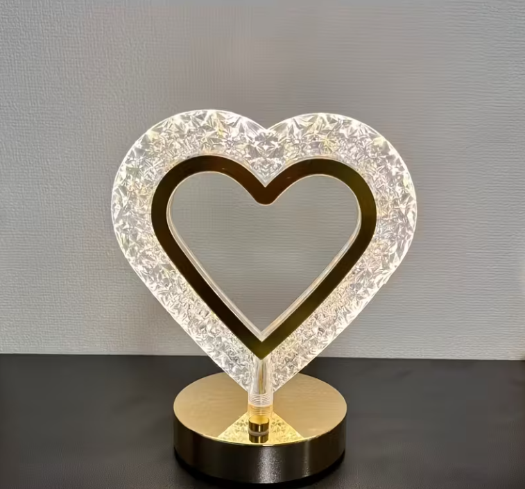 Hartvormige Kristallen LED Tafel-lamp