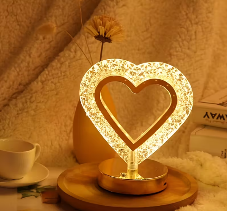 Hartvormige Kristallen LED Tafel-lamp