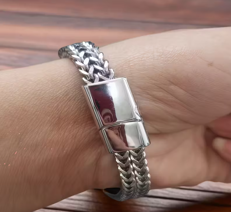 Heren RVS Dubbellaags Verstrengelde Schakelarmband