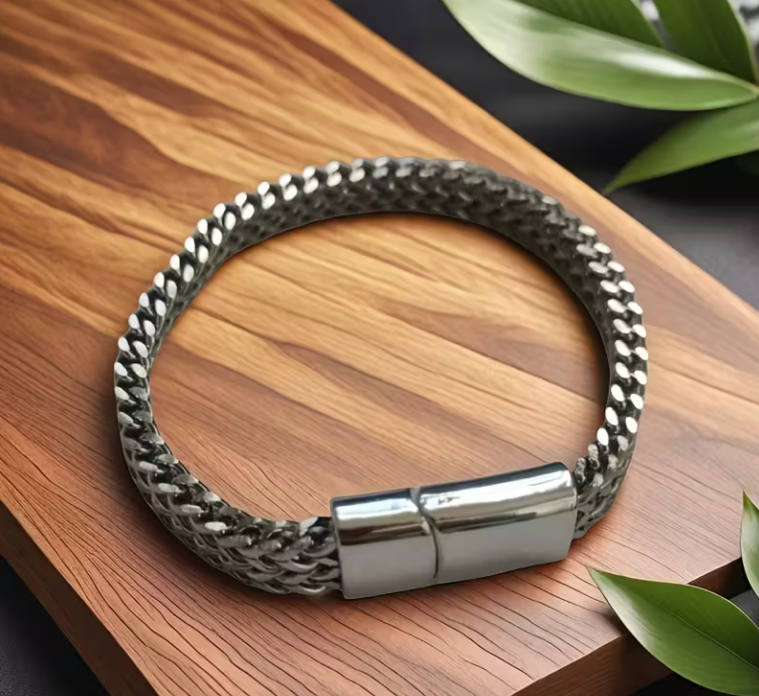 Heren RVS Dubbellaags Verstrengelde Schakelarmband