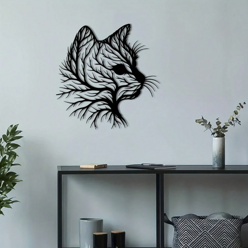 Metalen Elegante kattensilhouet - Boom