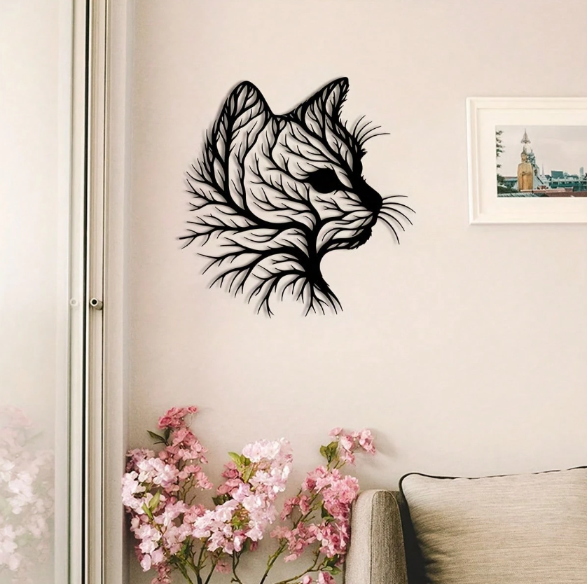 Metalen Elegante kattensilhouet - Boom