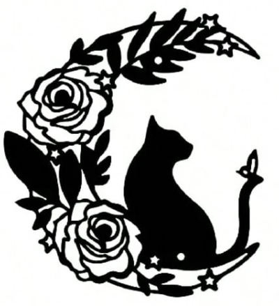 Bloemen - vlinder - Kat -Zwart