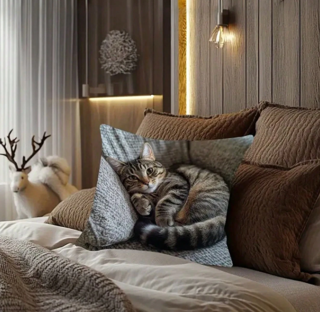 4 kussenhoezen met kattenprint - Schattig