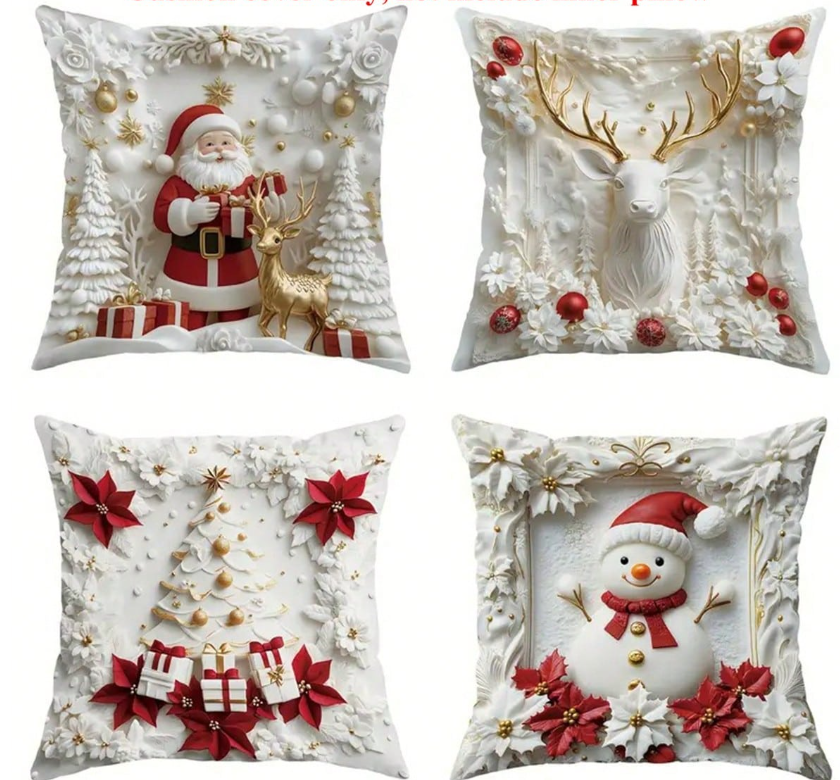 Kussenhoezen, Kerstman, Sneeuwpop, Hert, Kerstster