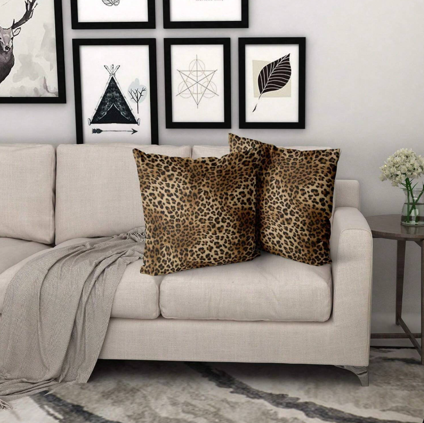 4 stuks kussenhoezen met luipaardprint