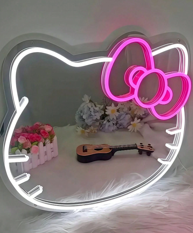 Hello Kitty Wandspiegel met neonlicht