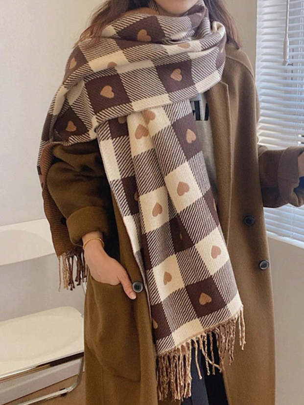 Omkeerbare Hart Geruite Sjaal, Koreaanse Stijl