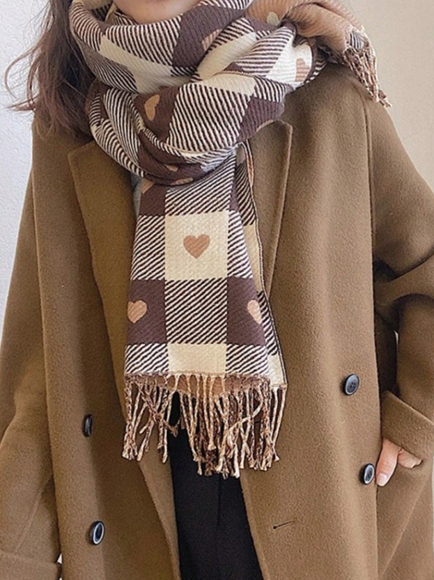 Omkeerbare Hart Geruite Sjaal, Koreaanse Stijl