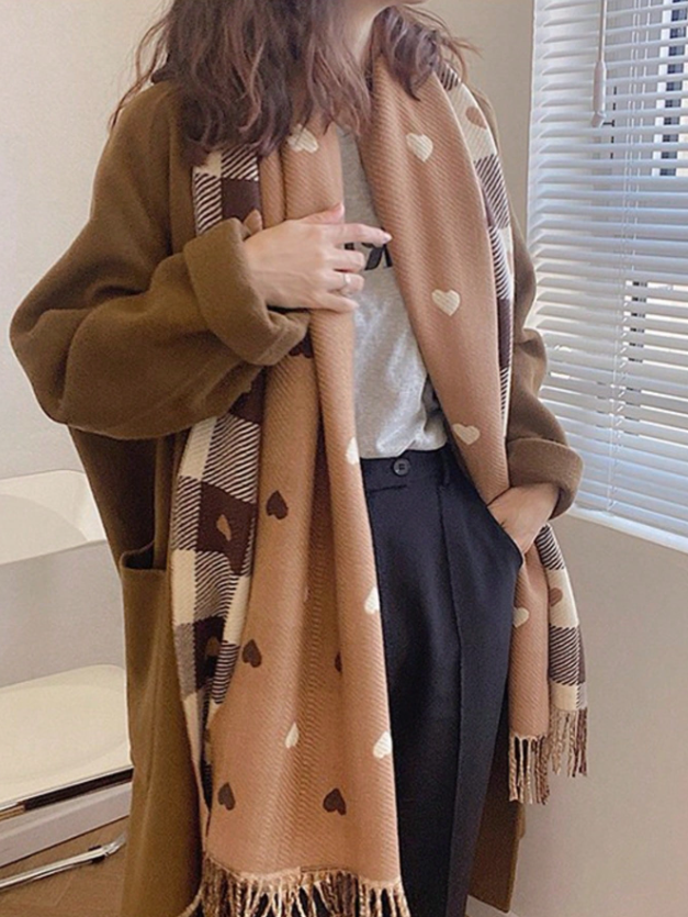 Omkeerbare Hart Geruite Sjaal, Koreaanse Stijl