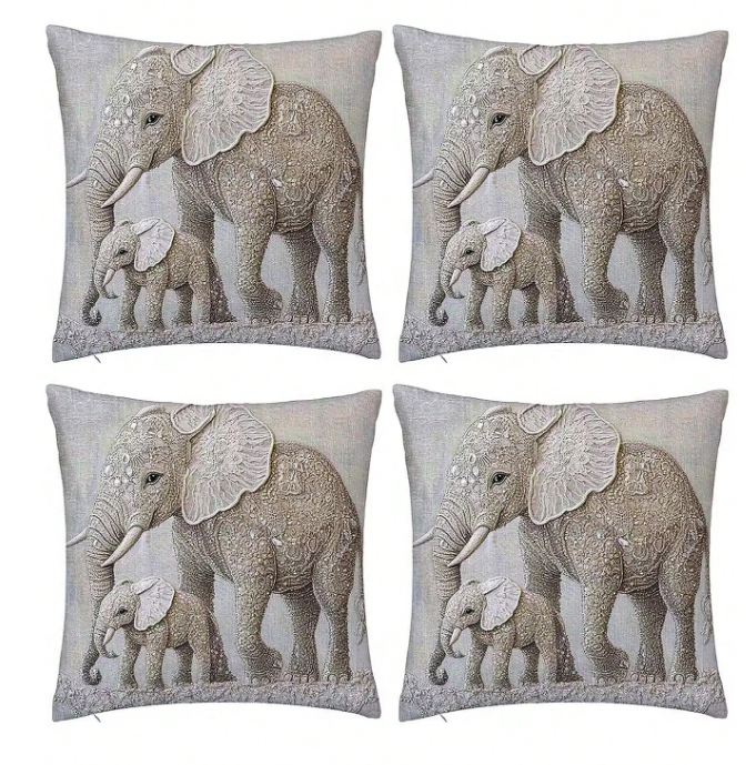 Olifanten Famillie kussen hoezen - 4 stuks