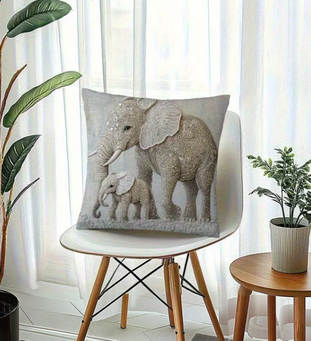 Olifanten Famillie kussen hoezen - 4 stuks