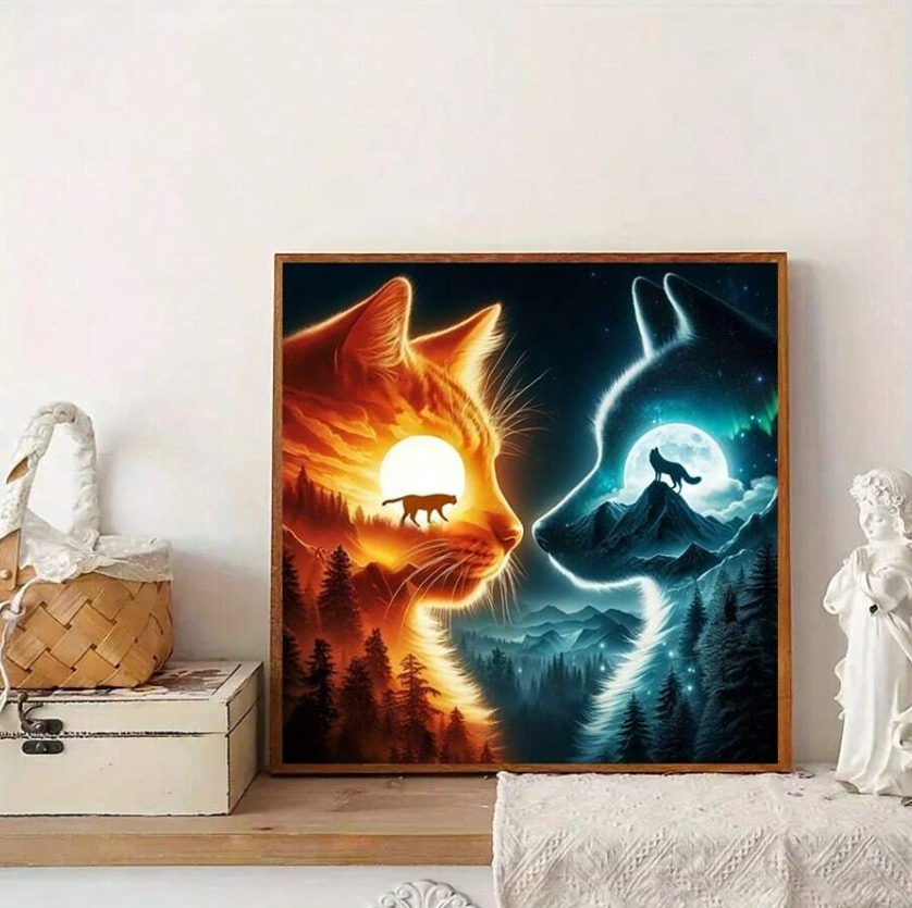 33 Punten.... Diamond Painting van Kat + Wolf