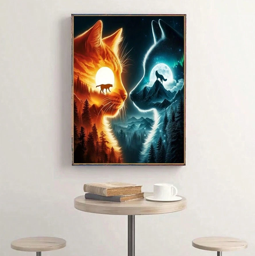 33 Punten.... Diamond Painting van Kat + Wolf