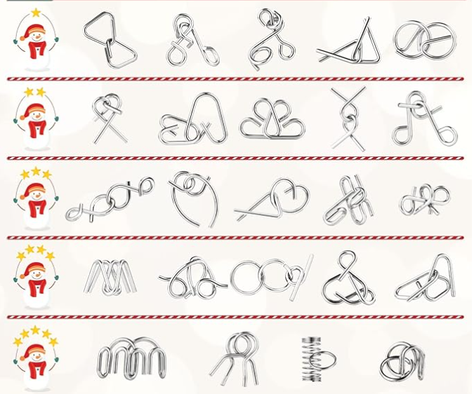 LEMESO Metalen puzzels, adventskalender, 24 st van metaal