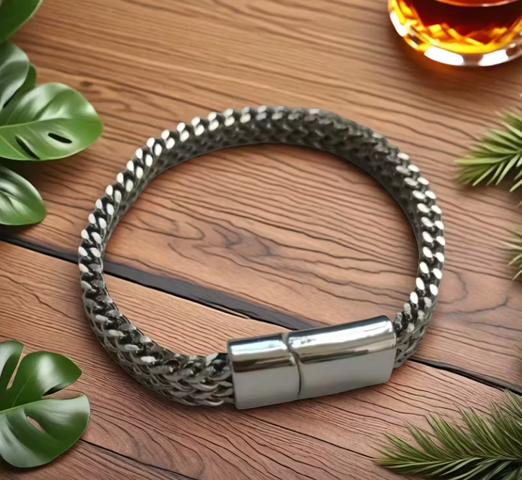 Heren RVS Dubbellaags Verstrengelde Schakelarmband