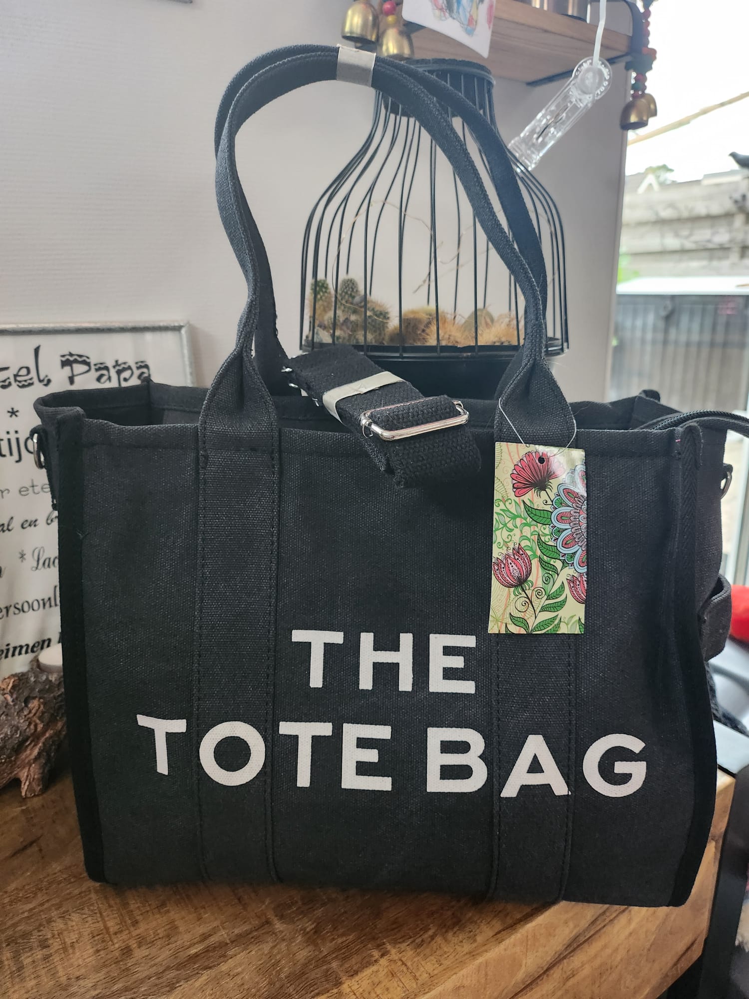 Stoffen zwarte middelgrote Tote Bag