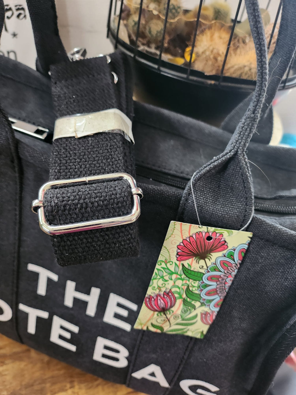 Stoffen zwarte middelgrote Tote Bag