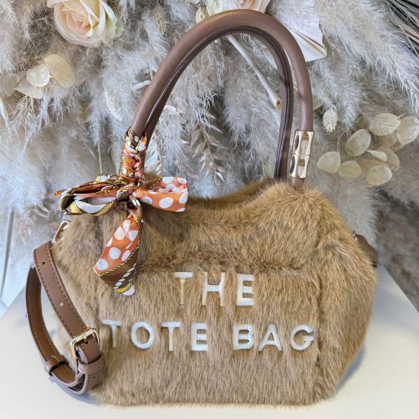 TOTE FAKE FUR BAG BRUIN
