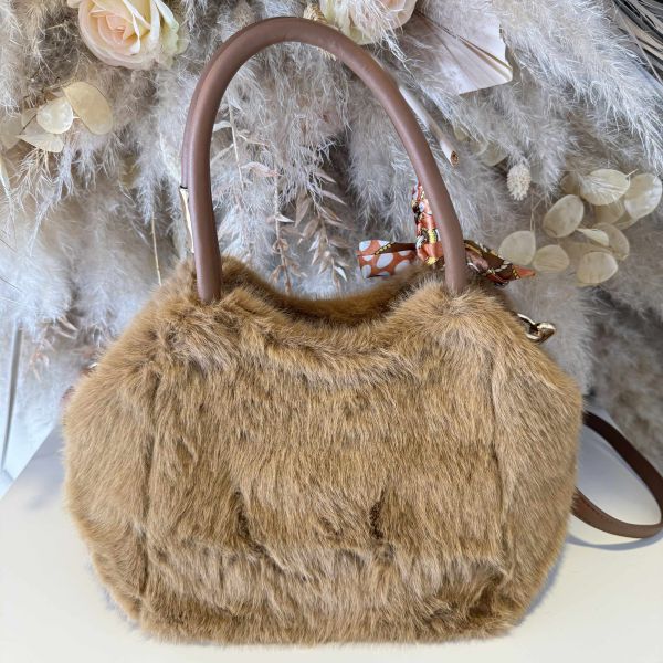 TOTE FAKE FUR BAG BRUIN