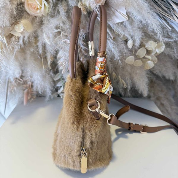 TOTE FAKE FUR BAG BRUIN