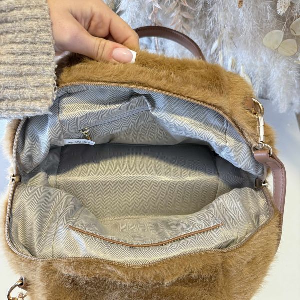 TOTE FAKE FUR BAG BRUIN