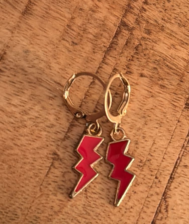 22 Punten....Oorbellen goudkleurig met rood