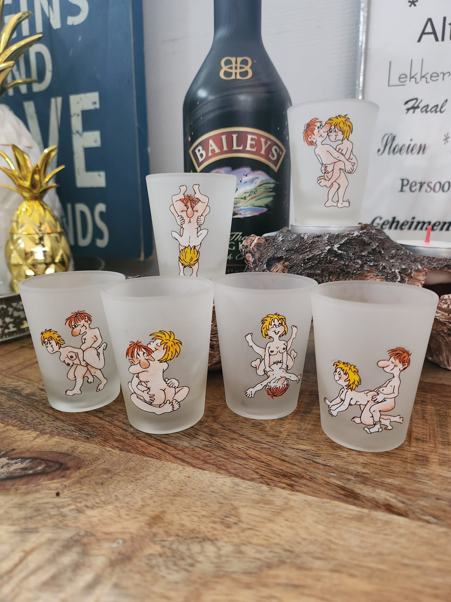 Super leuke spannend borrelglaasjes Set