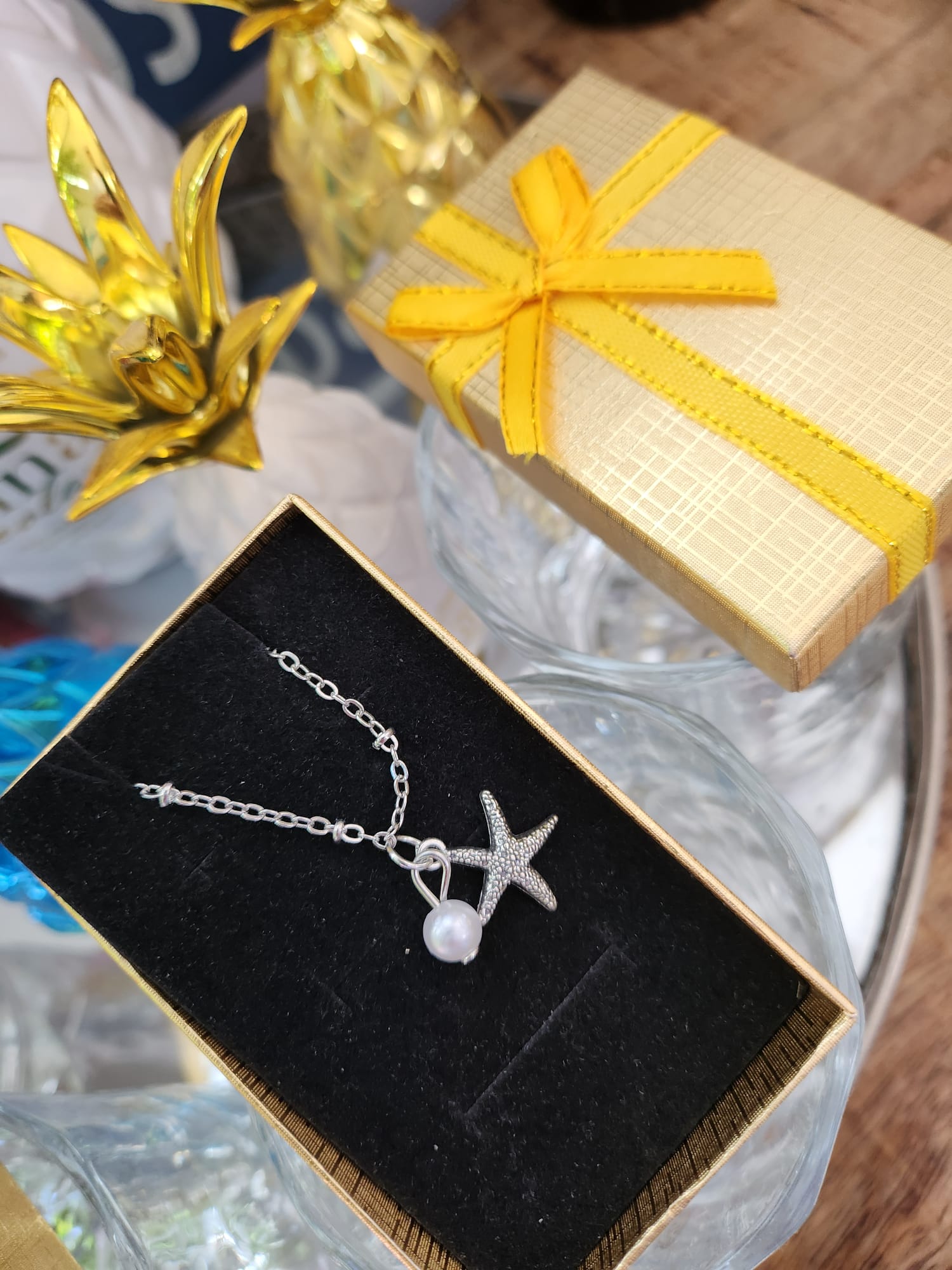 RVS zilverkleurig ketting met Zeester en Parel