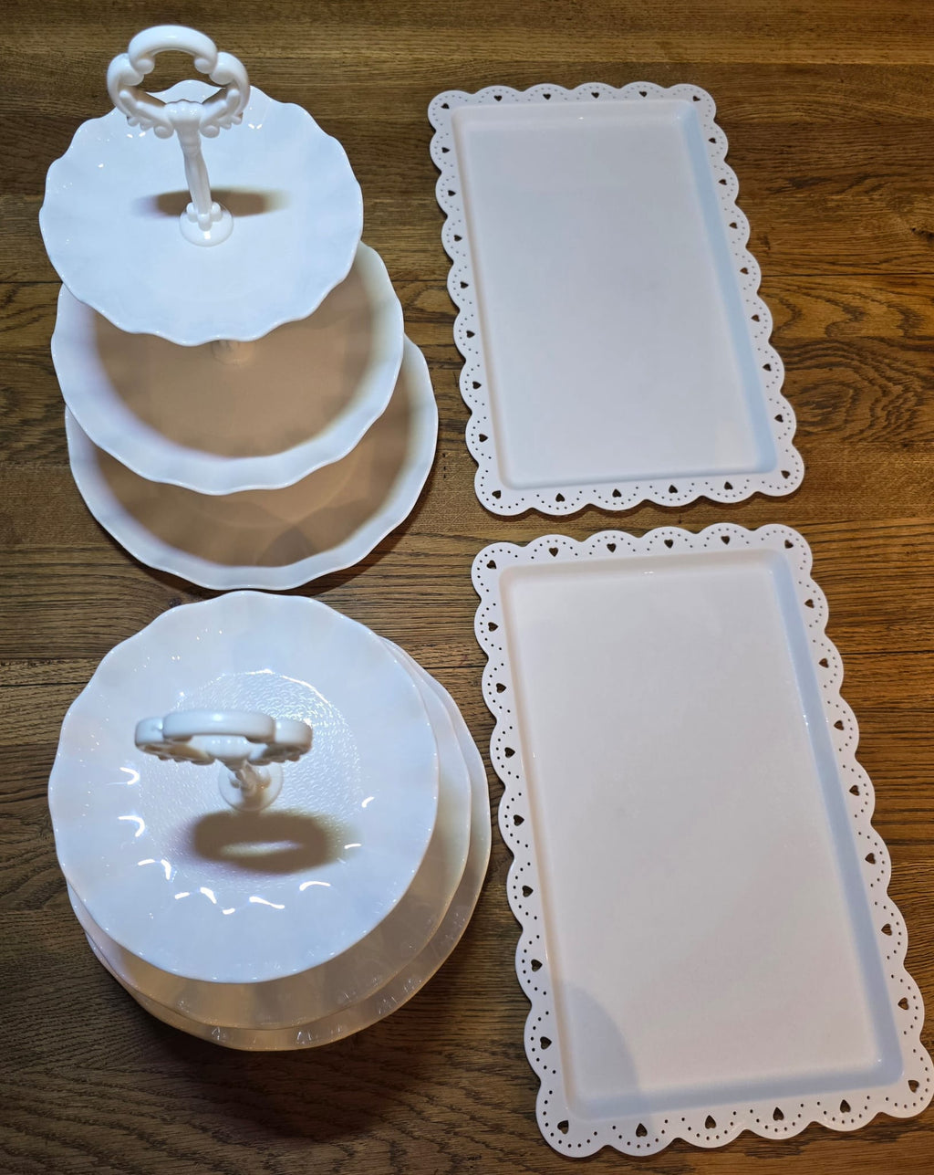 4-delige set van 2 etageres en 2 dienbladen - Rond