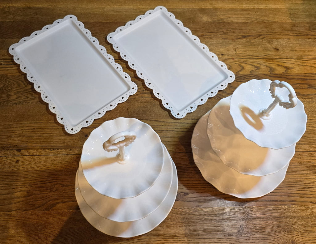 4-delige set van 2 etageres en 2 dienbladen - Rond