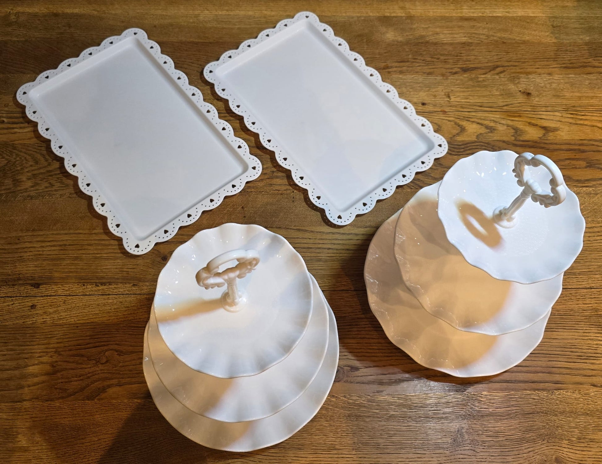 4-delige set van 2 etageres en 2 dienbladen - Rond