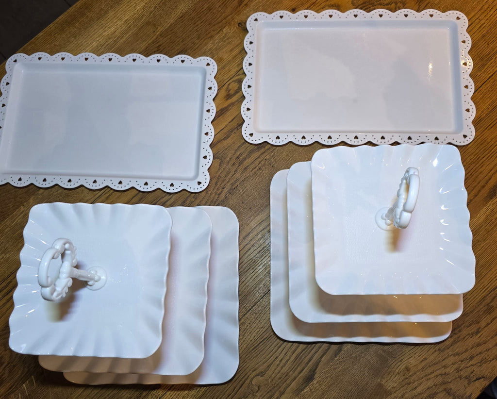 Etagere 4-delige set met dienbladen - Vierkant